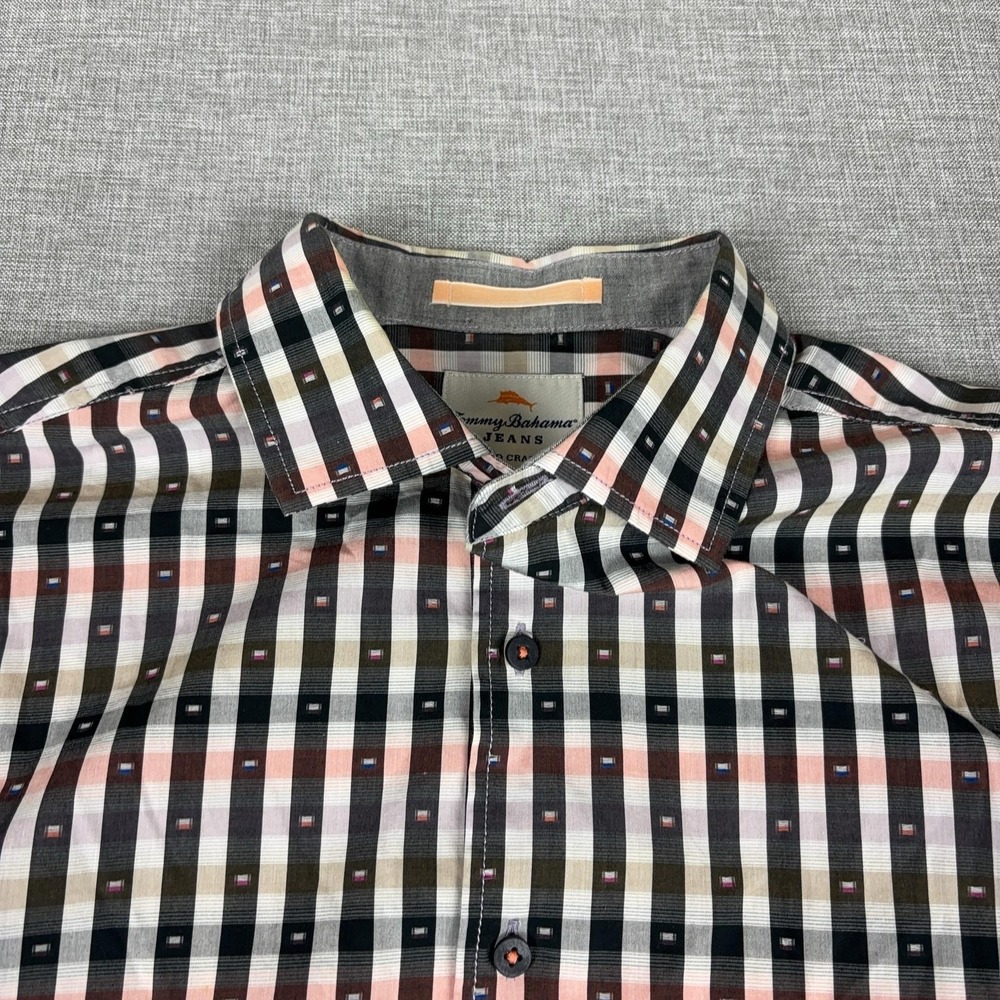 Tommy Bahama Shirt Mens Medium Multicolor Plaid Long‎ Sleeve Button Up Cotton